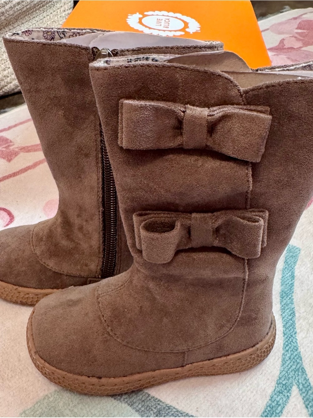 Livie & Luca Girls Brown Suede Bow Boots